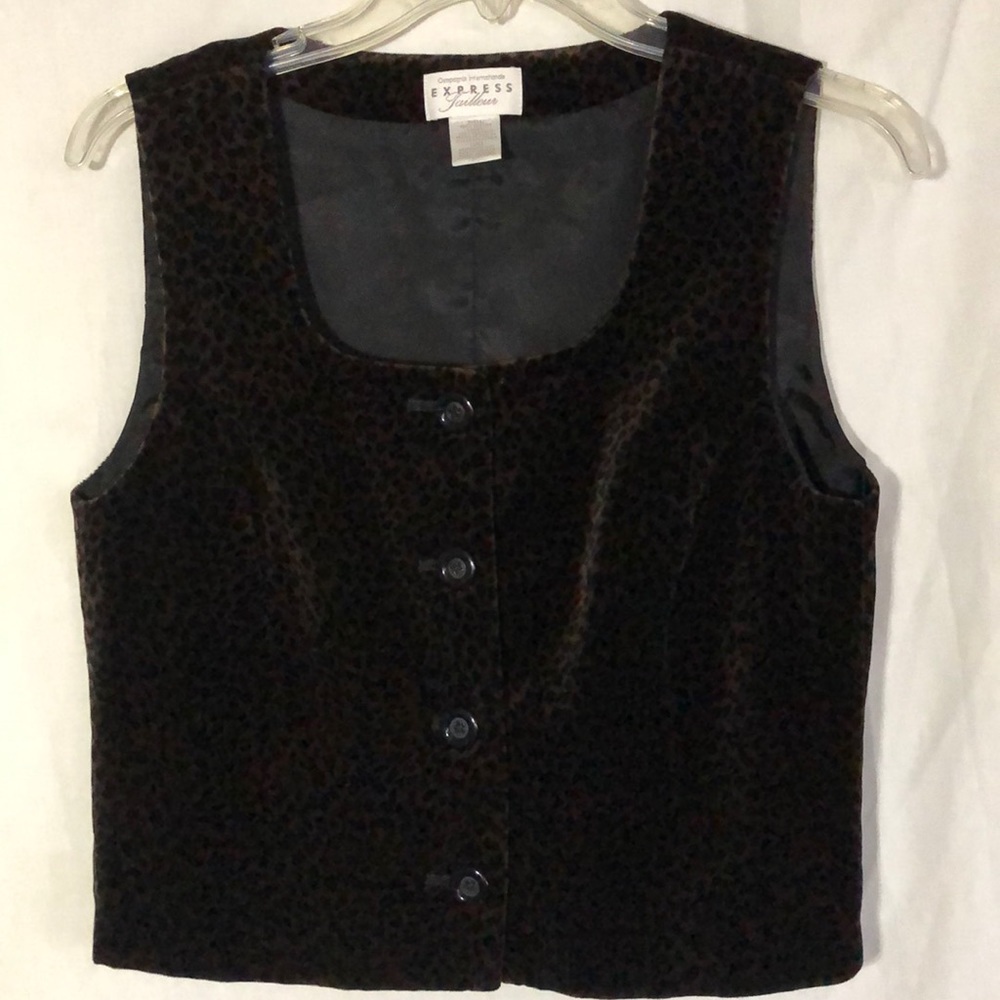 Velvet animal print vest